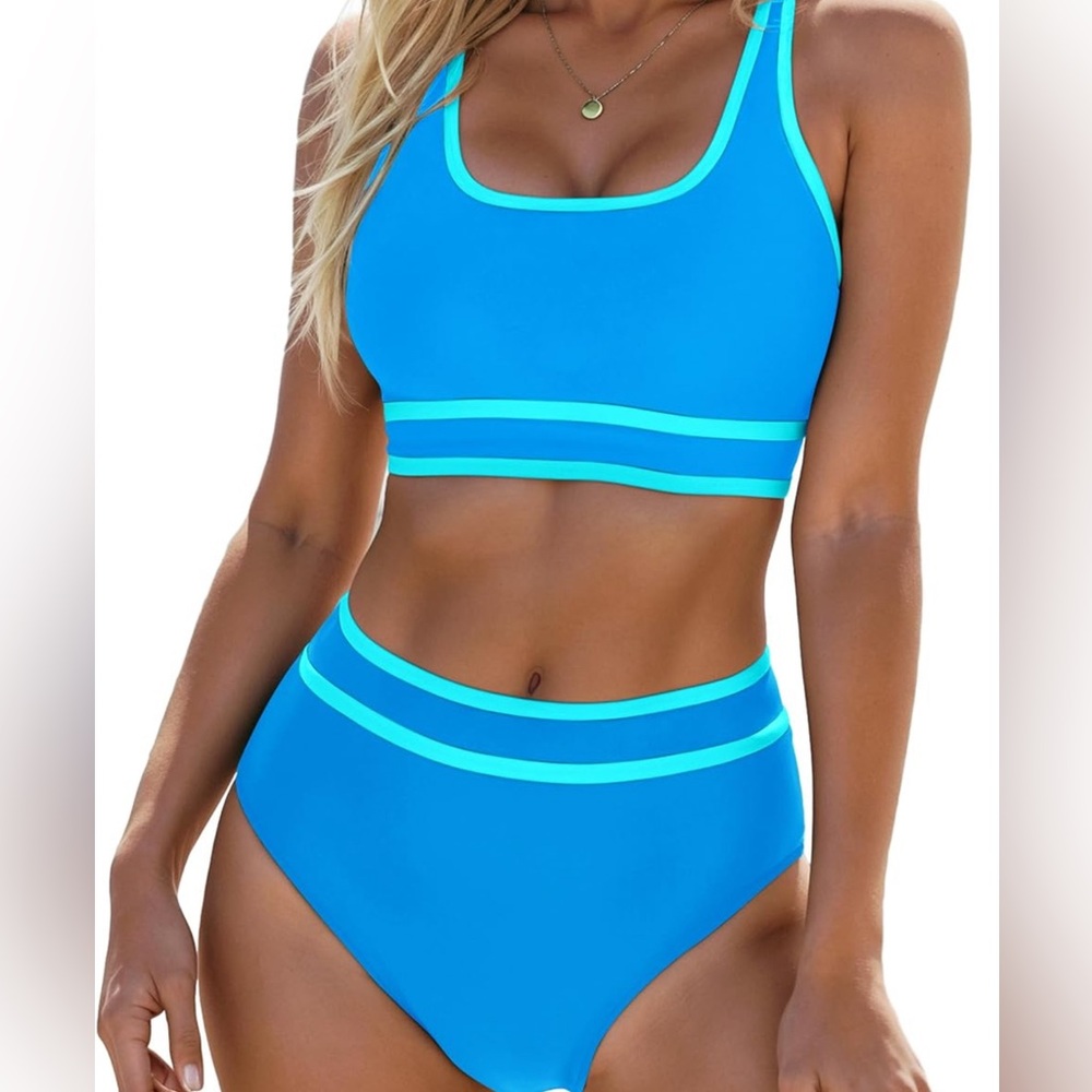 2 Piece Color Block Swimsuit